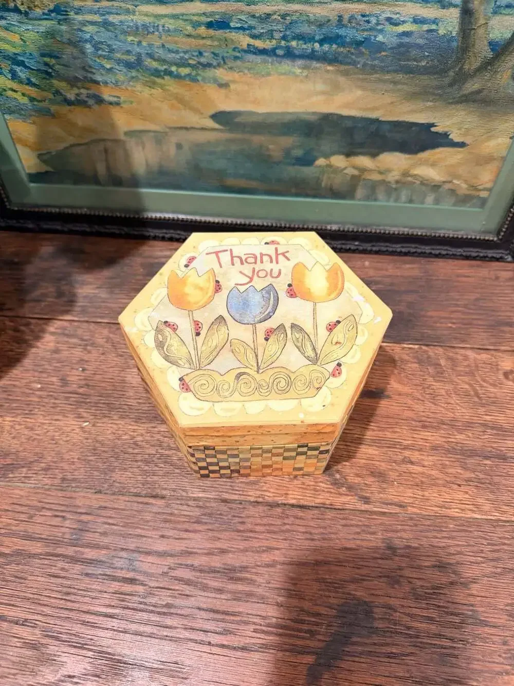 Simple Life Lady Bugs & Blooms Hexagonal Trinket Box by Karen Hillard Crouch